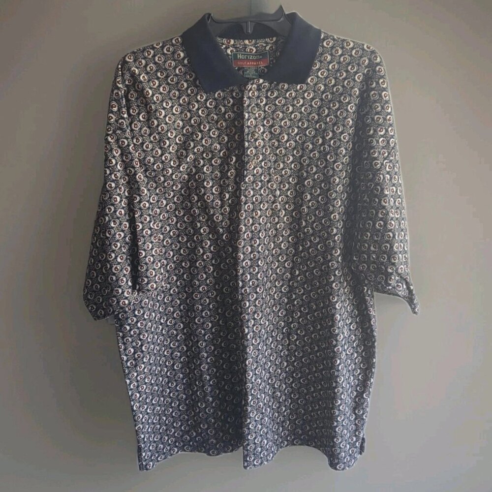 Vintage Horizon Golf Apparel Colorful All Over Print Men's Size L Polo